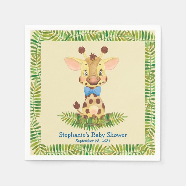 Niedlich Safari Giraffe Personalisierte Kinderdusc Serviette (Vorderseite)
