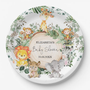 Niedlich Safari Greenery Jungle Baby Animals Dusch Pappteller