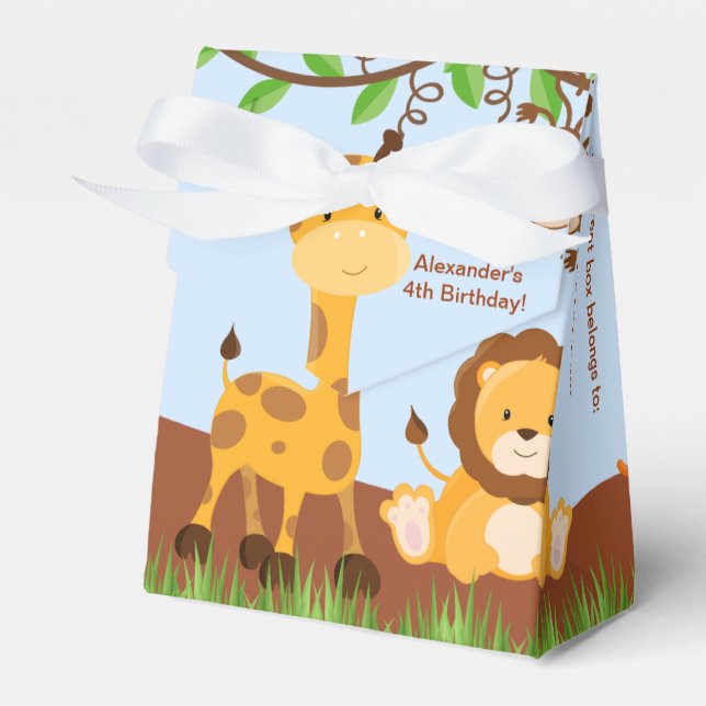 Niedlich Safari Jungle Animal Boy Zelt Gefallen Bo Geschenkschachtel (Vorderseite)