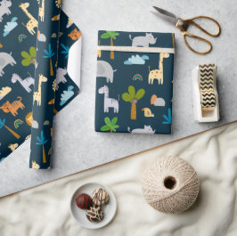 Niedlich Safari Jungle Animal Wild One Baby Dusche Geschenkpapier