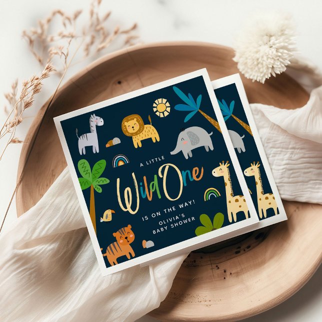 Niedlich Safari Jungle Animal Wild One Baby Dusche Serviette (Von Creator hochgeladen)