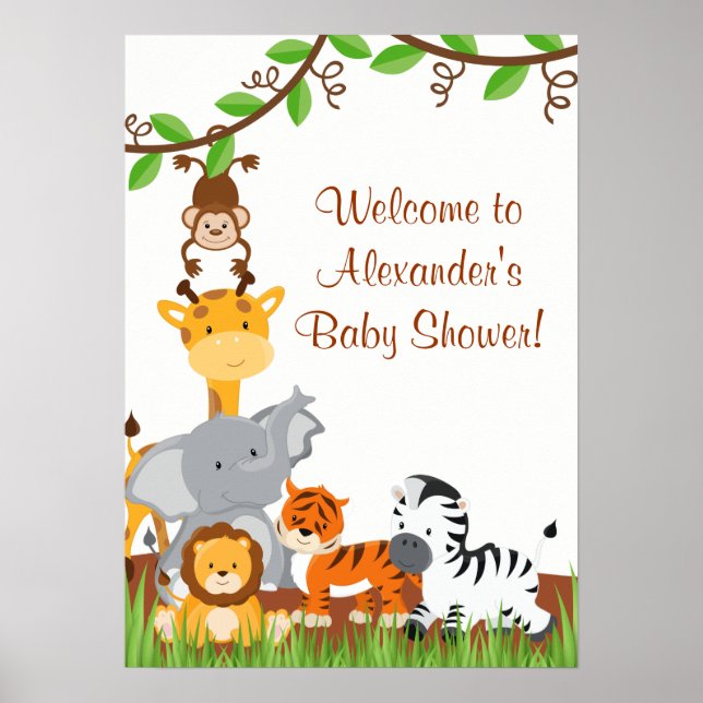 Niedlich Safari Jungle Animals Baby Boy Shoster Poster (Vorne)
