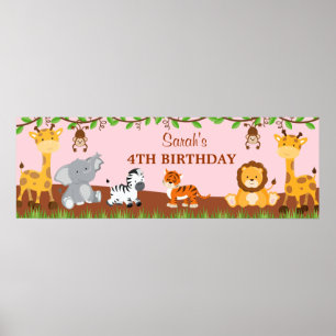 Niedlich Safari Jungle Animals Geburtstagsparty Ba Poster
