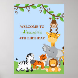 Niedlich Safari Jungle Animals Geburtstagsparty Ba Poster