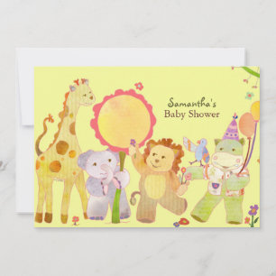 Niedlich Safari Jungle Baby Animals Baby Dusche Einladung