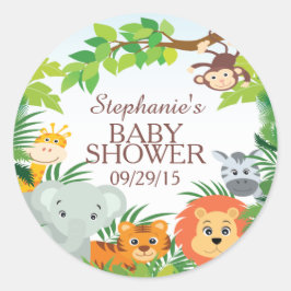 Niedlich Safari Jungle Baby Dusche Gefallen Sticke Runder Aufkleber
