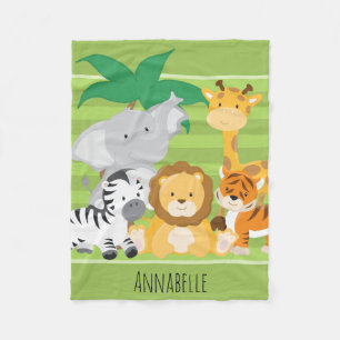 Niedlich Safari Jungle Lion Zebra Tiger Giraffe Ti Fleecedecke