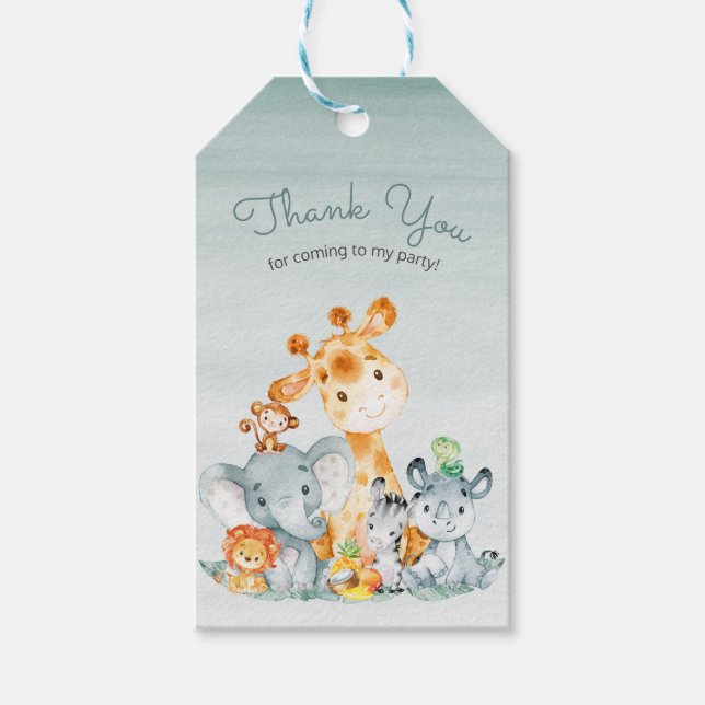 Niedlich Safari Jungle Tiere Wasserfarbe Vielen Da Geschenkanhänger (Vorderseite)