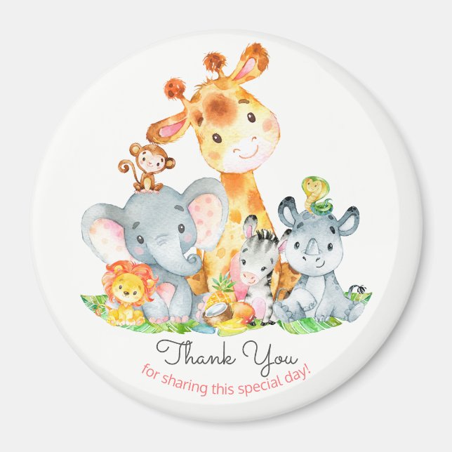 Niedlich Safari Jungle Tiere Wasserfarbe Vielen Da Magnet (Vorne)