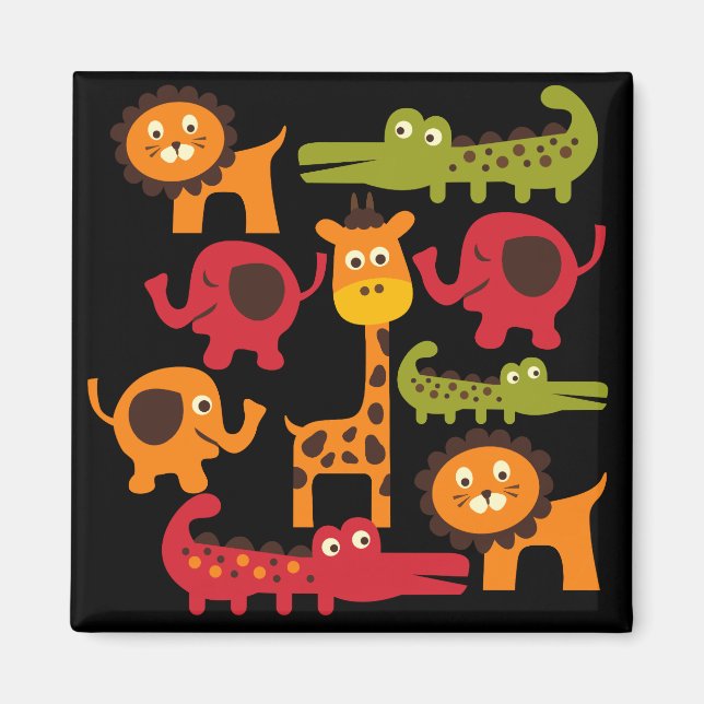 Niedlich Safari Jungle Zoo Tiere drucken Geschenke Magnet (Vorne)