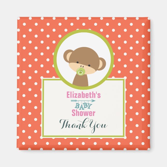 Niedlich Safari Monkey Baby Dusche Vielen Dank Magnet (Vorne)