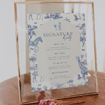 Niedlich Safari Toile de Jouy | Blue Baby Shower D