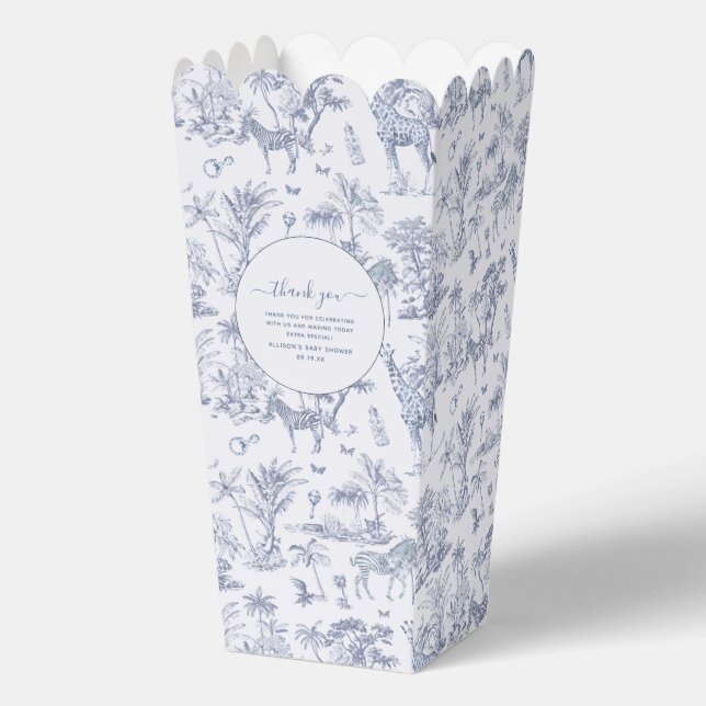 Niedlich Safari Toile de Jouy | Blue Baby Showfavo Geschenkschachtel (Vorderseite)