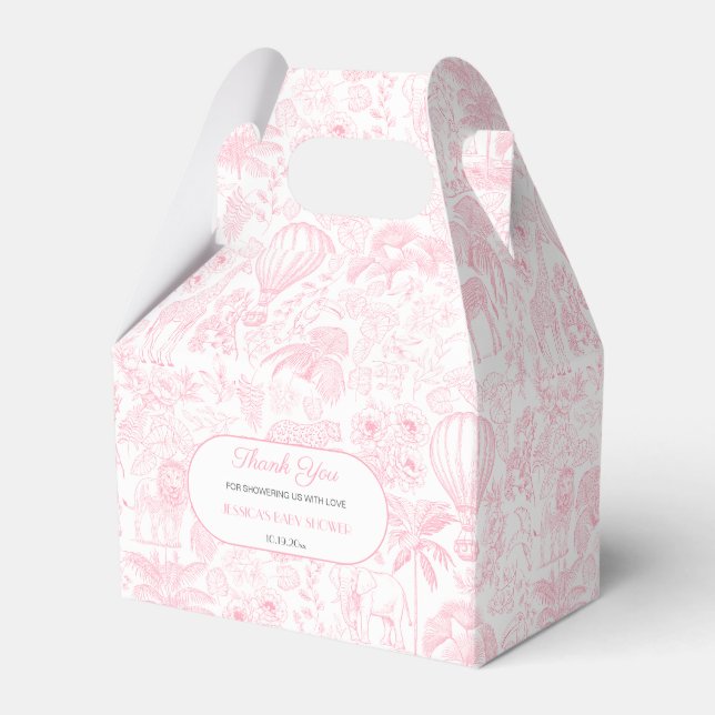 Niedlich Safari Toile de Jouy Girl Baby Dusche Gef Geschenkschachtel (Vorderseite)