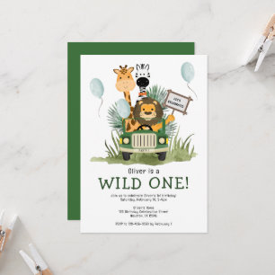 Niedlich Safari Wild One 1. Geburtstagsfeier Party Einladung