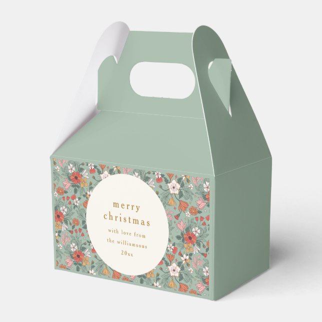 Niedlich Sage Green Botanical Custom Frohe Weihnac Geschenkschachtel (Vorderseite)