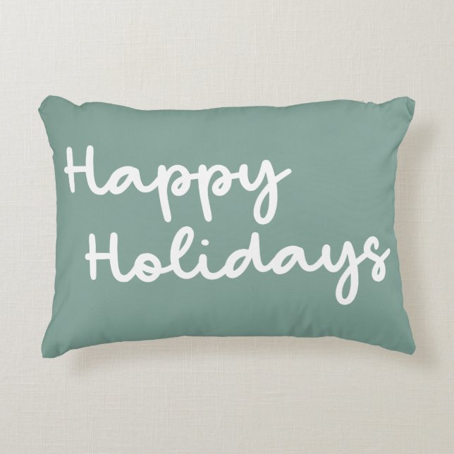 Niedlich Sage Green Happy Holidays Whimsical Letti Dekokissen (Vorderseite)