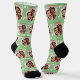 Niedlich Sage Green Newlyweds Foto Wedding Socken