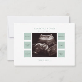 Niedlich Sage Ultrasound Baby Dusche Vielen Dank Dankeskarte