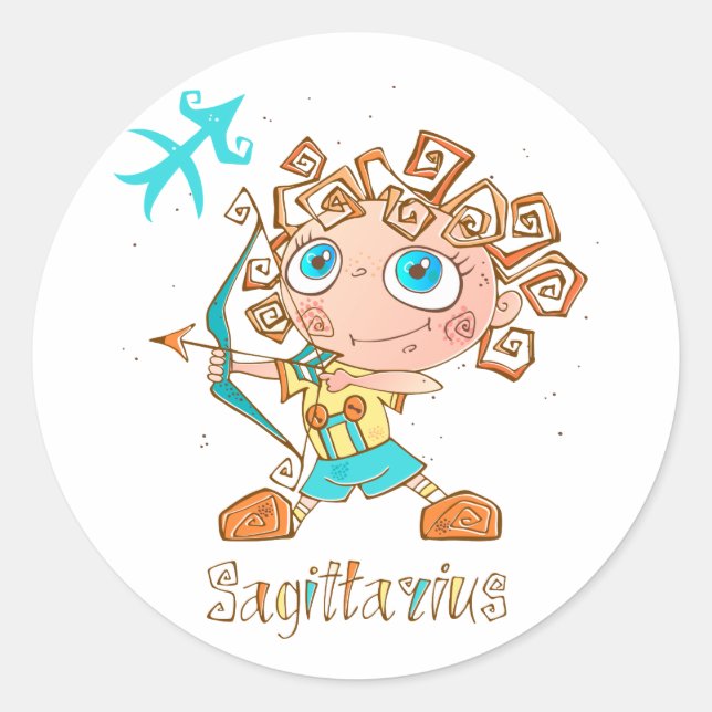 Niedlich Sagittarius Kid Runder Aufkleber (Vorderseite)