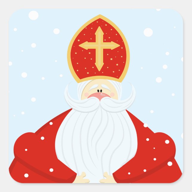 Niedlich Saint Nicholas Quadratischer Aufkleber (Vorderseite)