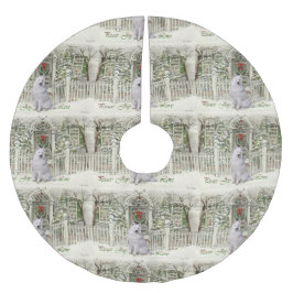 Niedlich Samoed Weihnachten Polyester Weihnachtsbaumdecke