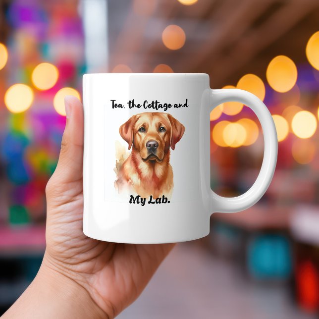 Niedlich Sandy Brown ''Tee und Labrador''. Kaffeetasse (Beautiful Lab. Graphic)