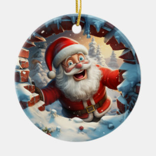 Niedlich Santa 3D Keramik Ornament