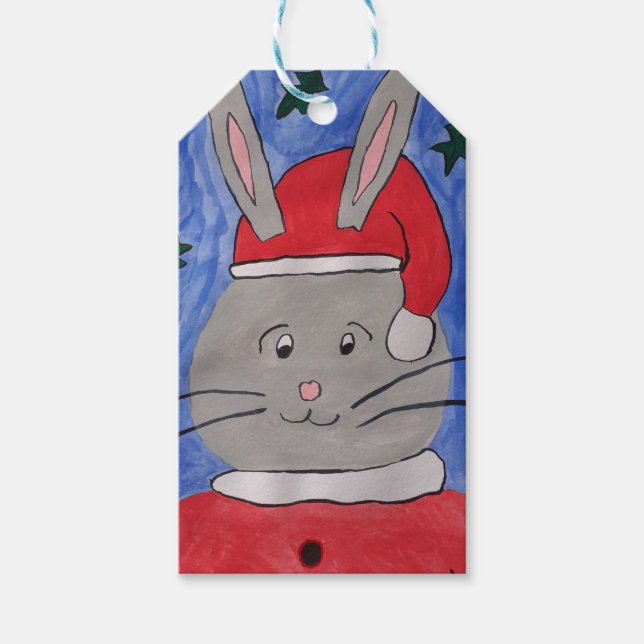 Niedlich Santa Bunny Geschenkanhänger (Vorderseite)