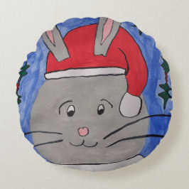 Niedlich Santa Bunny Rundes Kissen