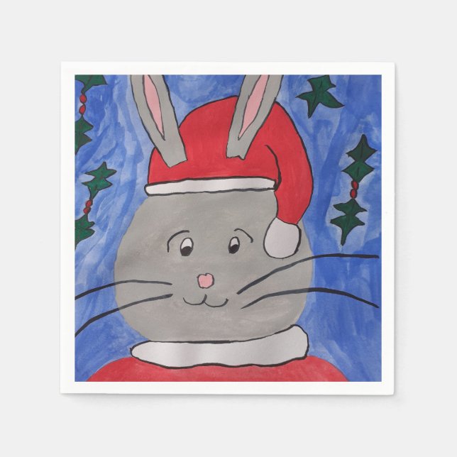 Niedlich Santa Bunny Serviette (Vorderseite)