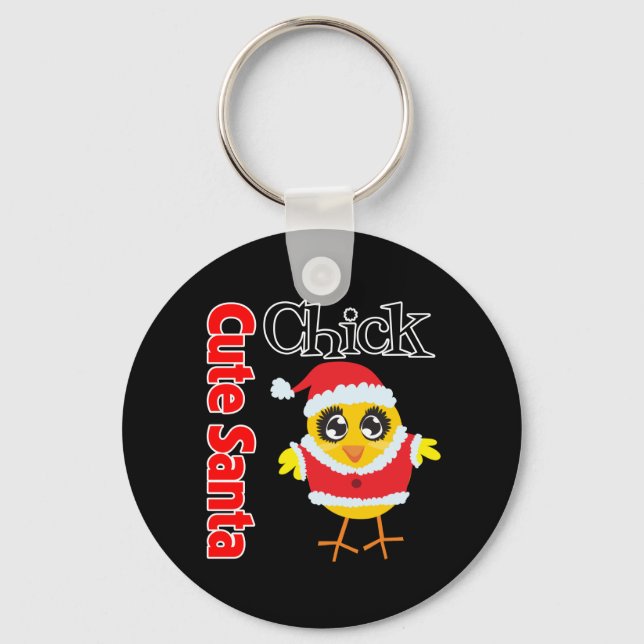 Niedlich Santa Chick Schlüsselanhänger (Vorderseite)
