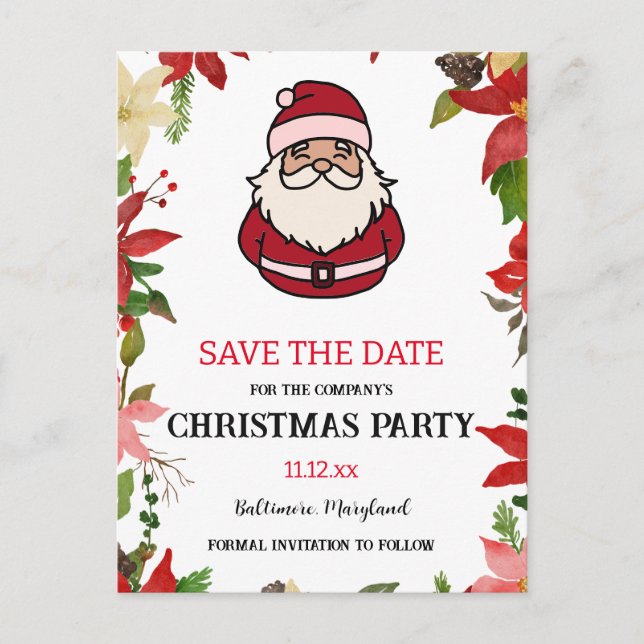 Niedlich Santa Claus Poinsettia | Weihnachts-Party Postkarte (Vorderseite)