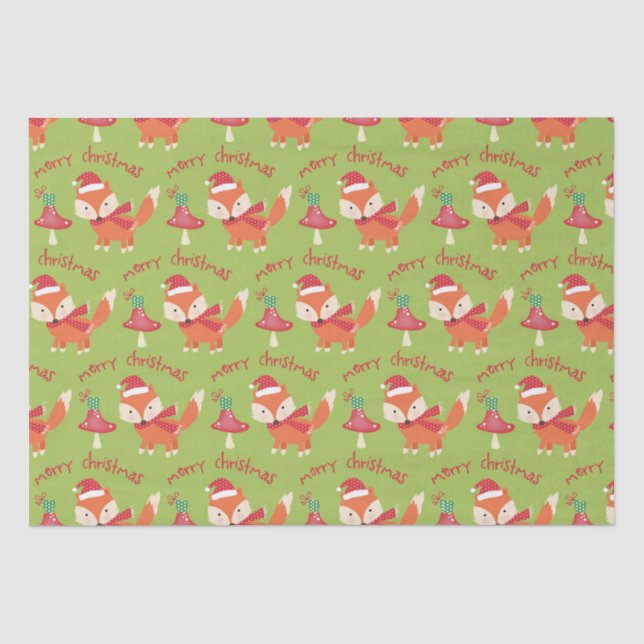 Niedlich Santa Fox Frohe Weihnachten Seidenpapier (Vorderseite)