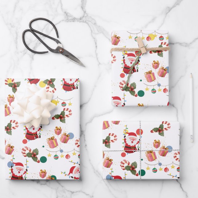 Niedlich Santa Geschenkpapier Set (Vorderseite)