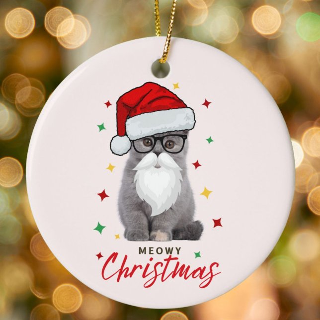 Niedlich Santa Kitten Meowy Weihnachten Keramik Ornament (Von Creator hochgeladen)