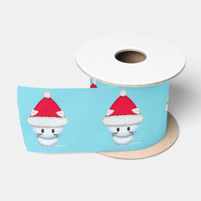 Niedlich Santa Kitten Weihnachten Satinband (Spule)