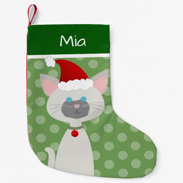 Niedlich Santa Kitty Kleiner Strumpf Kleiner Weihnachtsstrumpf (Vorderseite)