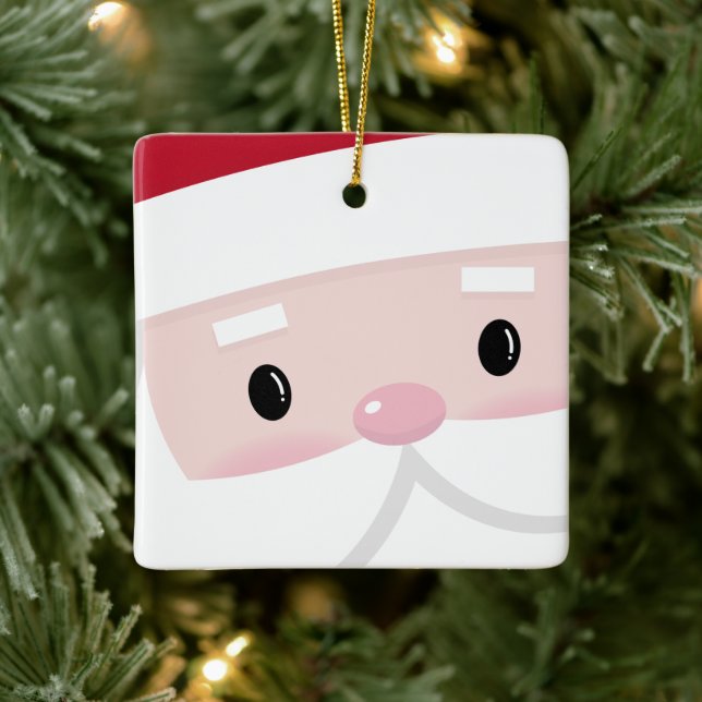 Niedlich Santa Klaus Face Keramikornament (Baum)