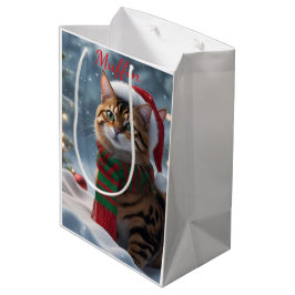 Niedlich Santa Paws Bengalisch Cat Weihnachten Per Mittlere Geschenktüte