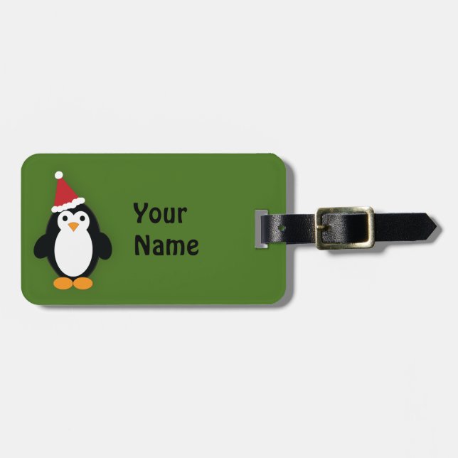 Niedlich Santa Penguin Gepäckanhänger (Vorderseite horizontal)