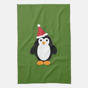 Niedlich Santa Penguin Geschirrtuch
