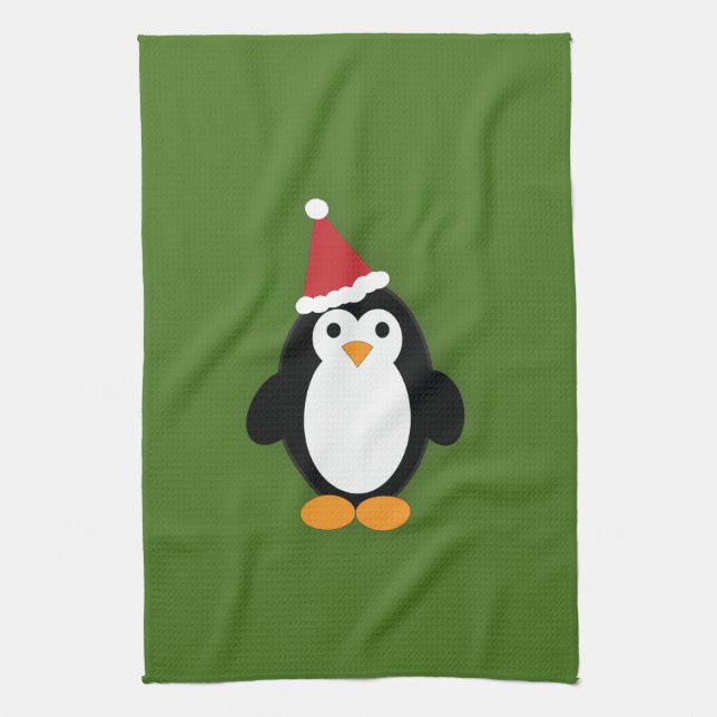 Niedlich Santa Penguin Geschirrtuch (Vertikal)