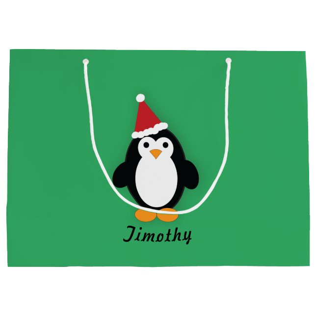 Niedlich Santa Penguin Große Geschenktüte (Rückseite)