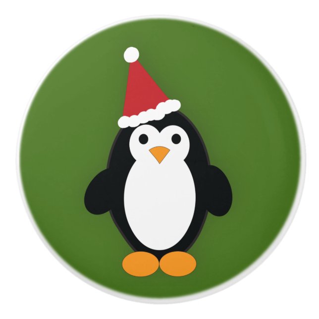 Niedlich Santa Penguin Keramikknauf (Vorderseite)