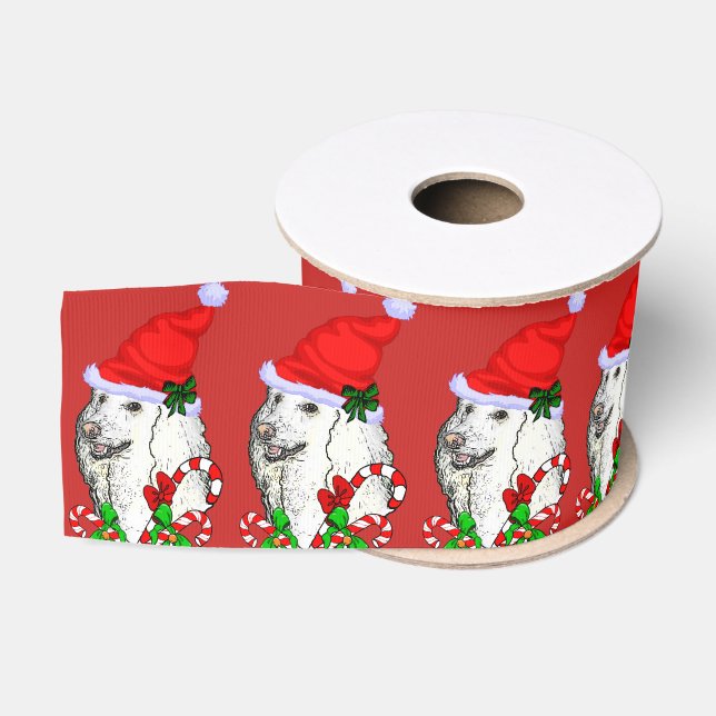 Niedlich Santa Poodle Weihnachten Ripsband (Spule)