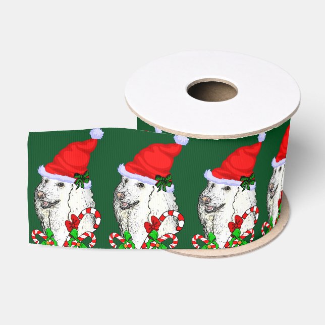 Niedlich Santa Poodle Weihnachten Ripsband (Spule)