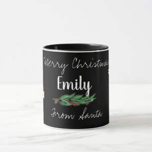 Niedlich Santa Red Berries Schwarz-weiß Frohe Weih Tasse