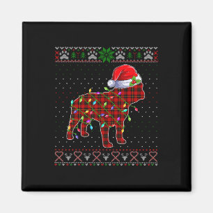 Niedlich Santa Red Kariert French Bulldog Light Ug Magnet