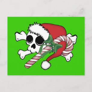 Niedlich Santa Skull Feiertagspostkarte